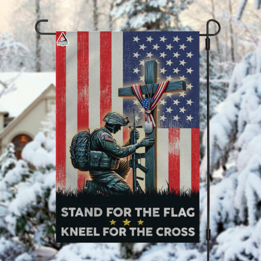 Stand For The Flag Kneel For The Cross Flag, Christian Patriot American Flag, 4th of July Outdoor Decoration