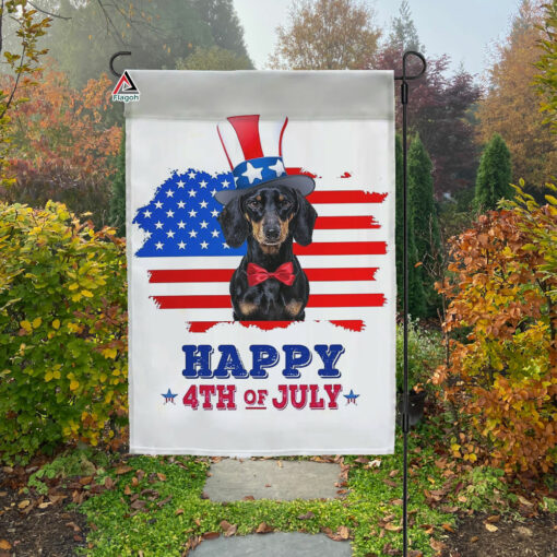Dachshund Dog Patriotic Summer Garden Flag, Doxie Mom Dad Gift, 4th of July Flag