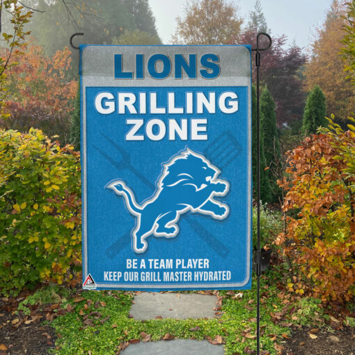Detroit Lions Grilling Zone Flag, Lions Football Fans BBQ Flag