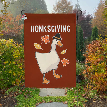 Happy Thanksgiving Garden Flag, Honksgiving Goose Garden Flag, Welcome Fall Outdoor Flag
