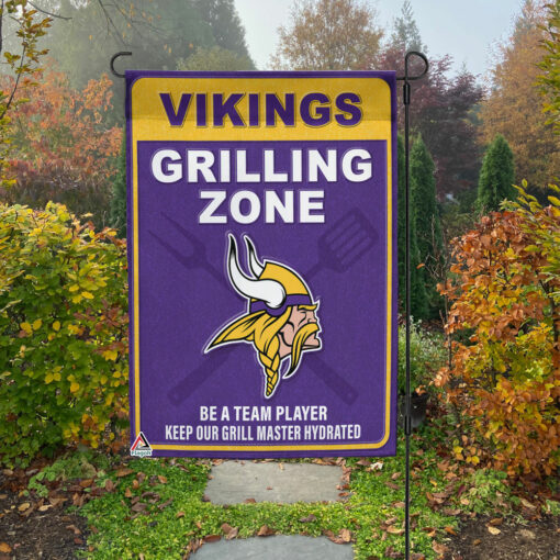 Minnesota Vikings Grilling Zone Flag, Vikings Football Fans BBQ Flag