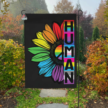 Pride allyship Flag, HUMAN Sunflower LGBT Flag, Gay Pride Month Home Decor