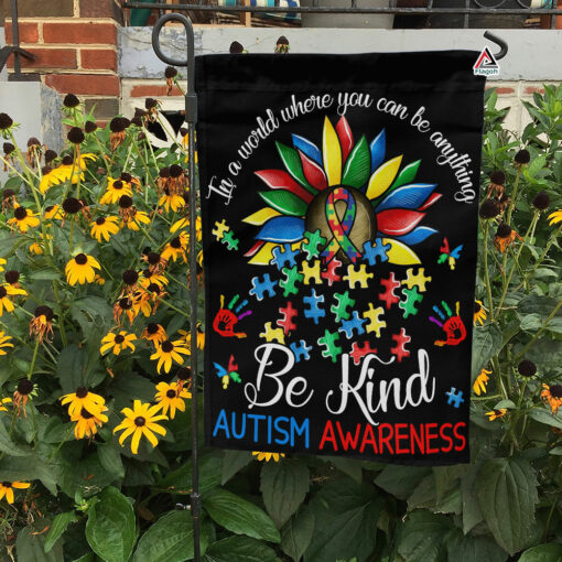 Autism Flower Be Kind Flag, Autism Awareness Month Flag, In April We Wear Blue Flag