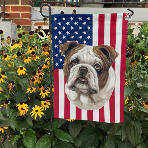 American Bulldog 4th of July Garden Flag, Bulldog Dog Independence Day Flag