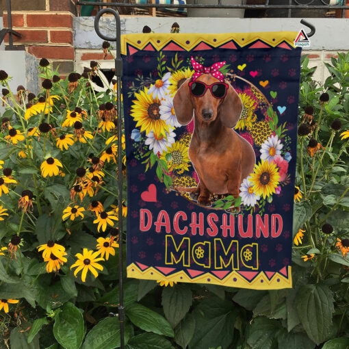 Floral Dachshund Mama Flag, Funny Weenie Mom Yard Flag, Doxie Lovers Gift