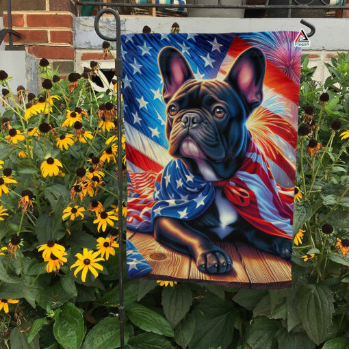 French Bulldog American USA Flag, 4th of July Dog Lover Flag, Dog Breed Independence Day Garden Flag