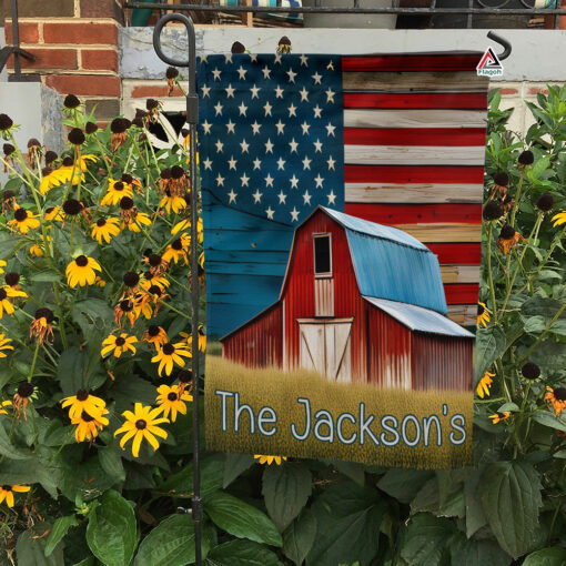 Americana Welcome Garden Flag, Custom Family Name Primitive Patriotic Flag, Personalised Welcome Flag