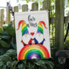 Garden Flag Mockup 5 MrsHandPainted Love Wins Gnomes