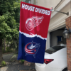 Detroit Red Wings vs Columbus Blue Jackets House Divided Flag, NHL House Divided Flag