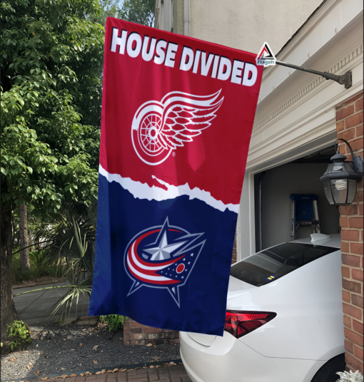 Red Wings vs Blue Jackets House Divided Flag, NHL House Divided Flag