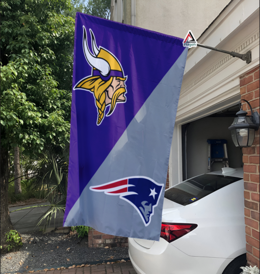 Vikings vs Patriots House Divided Flag, NFL House Divided Flag