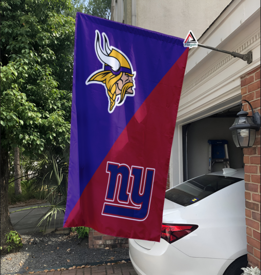 Vikings vs Giants House Divided Flag, NFL House Divided Flag