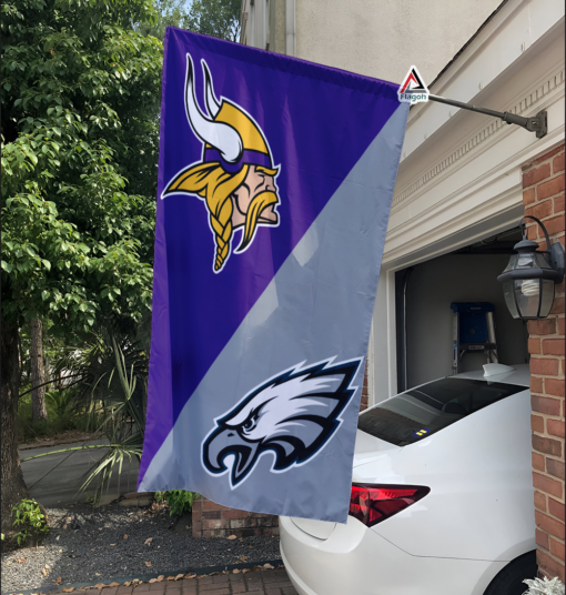 Vikings vs Eagles House Divided Flag, NFL House Divided Flag
