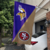 Minnesota Vikings vs San Francisco 49ers House Divided Flag, NFL House Divided Flag