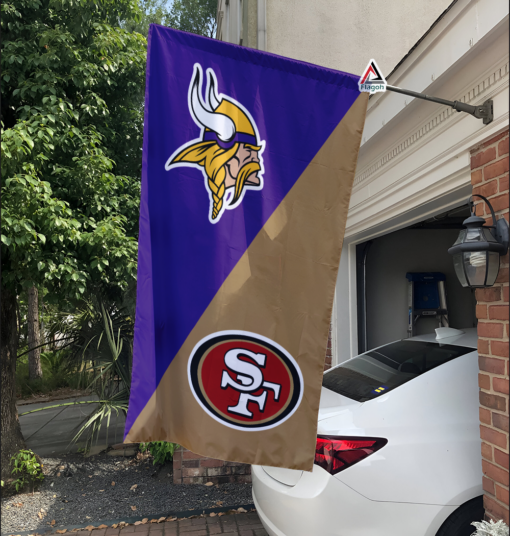 Vikings vs 49ers House Divided Flag, NFL House Divided Flag