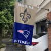 New Orleans Saints vs New England Patriots House Divided Flag, NFL House Divided Flag