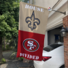 New Orleans Saints vs San Francisco 49ers House Divided Flag, NFL House Divided Flag