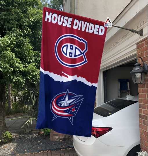 Canadiens vs Blue Jackets House Divided Flag, NHL House Divided Flag