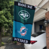 New York Jets vs Miami Dolphins House Divided Flag, NFL House Divided Flag