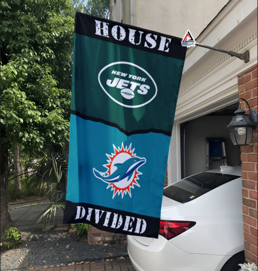 Jets vs Dolphins House Divided Flag, NFL House Divided Flag