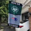 New York Jets vs New England Patriots House Divided Flag, NFL House Divided Flag