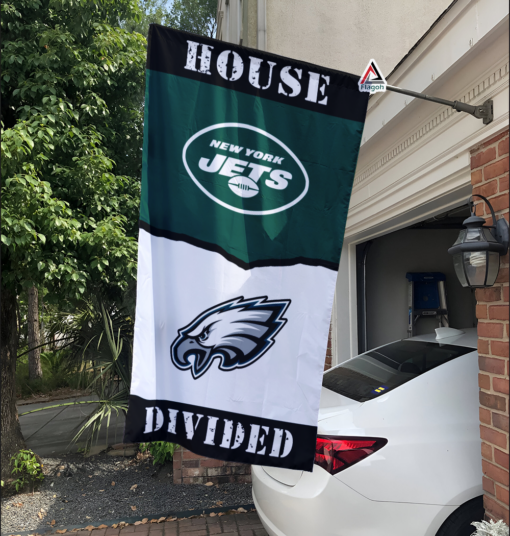 Jets vs Eagles House Divided Flag, NFL House Divided Flag