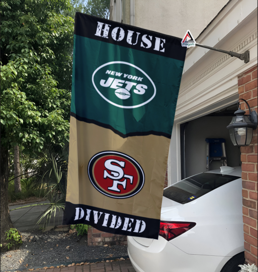 Jets vs 49ers House Divided Flag, NFL House Divided Flag
