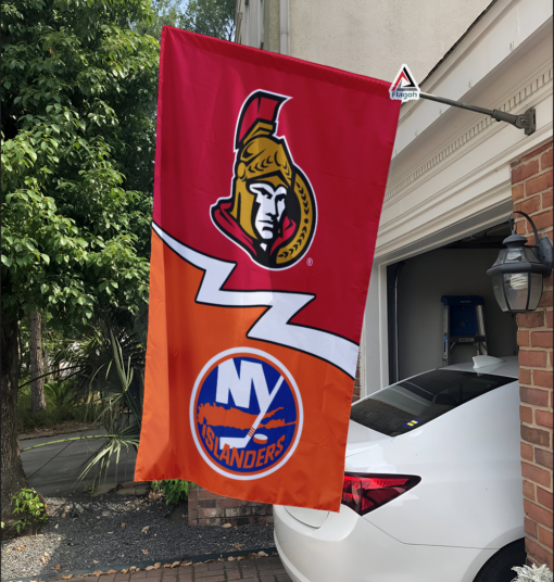 Senators vs Islanders House Divided Flag, NHL House Divided Flag