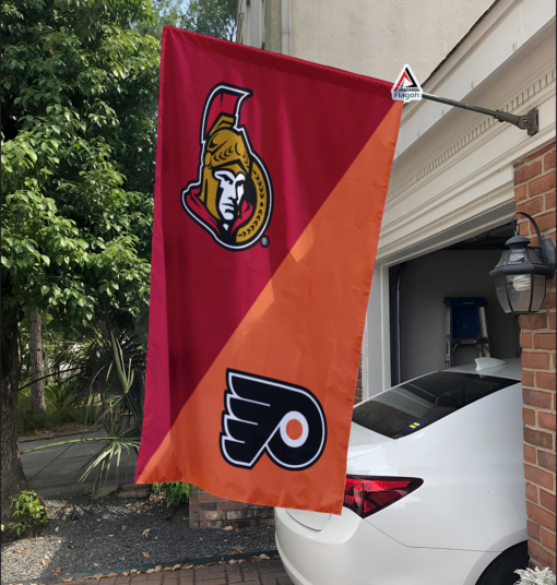Senators vs Flyers House Divided Flag, NHL House Divided Flag