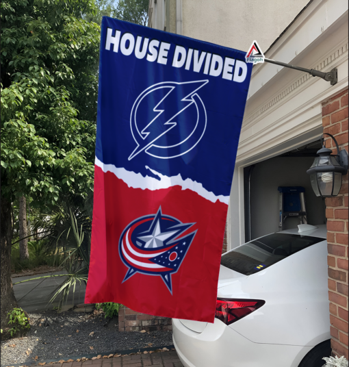 Lightning vs Blue Jackets House Divided Flag, NHL House Divided Flag