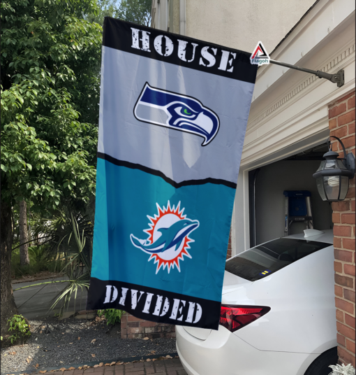 Seahawks vs Dolphins House Divided Flag, NFL House Divided Flag