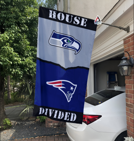 Seahawks vs Patriots House Divided Flag, NFL House Divided Flag