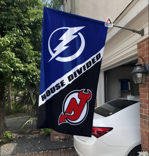 Lightning vs Devils House Divided Flag, NHL House Divided Flag