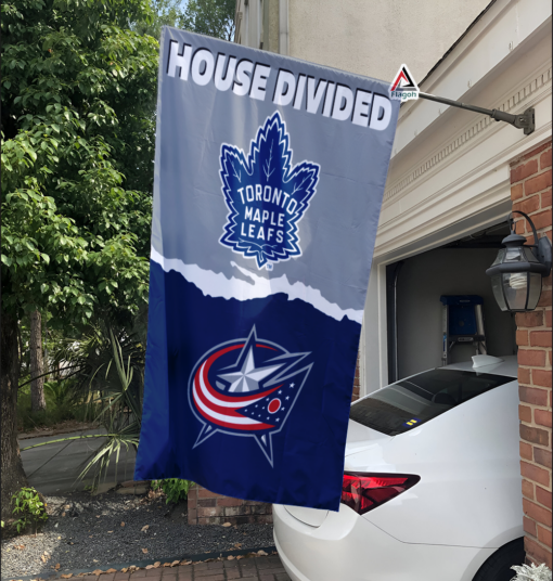 Maple Leafs vs Blue Jackets House Divided Flag, NHL House Divided Flag