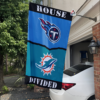 Tennessee Titans vs Miami Dolphins House Divided Flag, NFL House Divided Flag