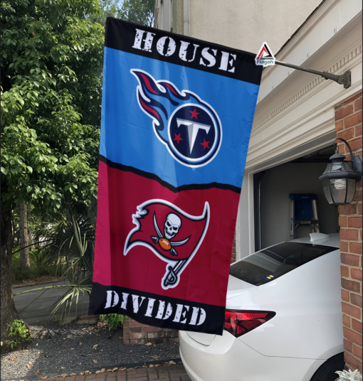 Titans vs Buccaneers House Divided Flag, NFL House Divided Flag