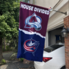 Colorado Avalanche vs Columbus Blue Jackets House Divided Flag, NHL House Divided Flag