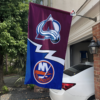 Colorado Avalanche vs New York Islanders House Divided Flag, NHL House Divided Flag