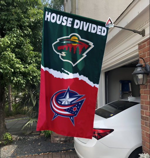 Wild vs Blue Jackets House Divided Flag, NHL House Divided Flag