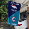 Denver Broncos vs Miami Dolphins House Divided Flag, NFL House Divided Flag