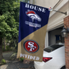 Denver Broncos vs San Francisco 49ers House Divided Flag, NFL House Divided Flag