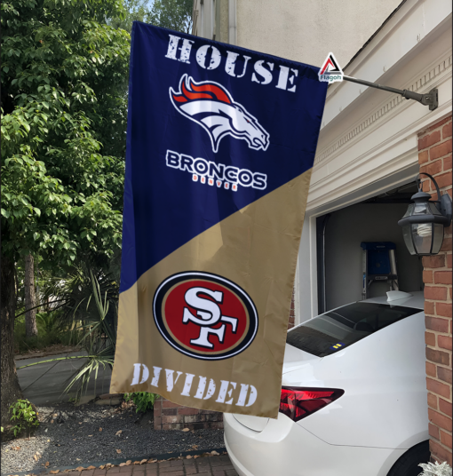 Broncos vs 49ers House Divided Flag, NFL House Divided Flag