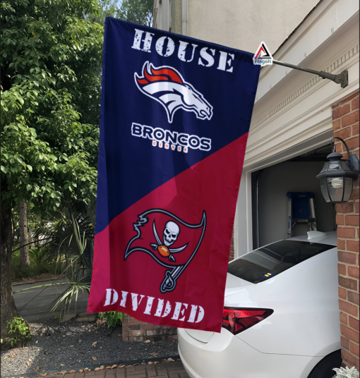 Broncos vs Buccaneers House Divided Flag, NFL House Divided Flag