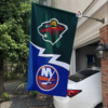 Minnesota Wild vs New York Islanders House Divided Flag, NHL House Divided Flag