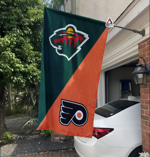 Wild vs Flyers House Divided Flag, NHL House Divided Flag