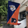 Nashville Predators vs Philadelphia Flyers House Divided Flag, NHL House Divided Flag
