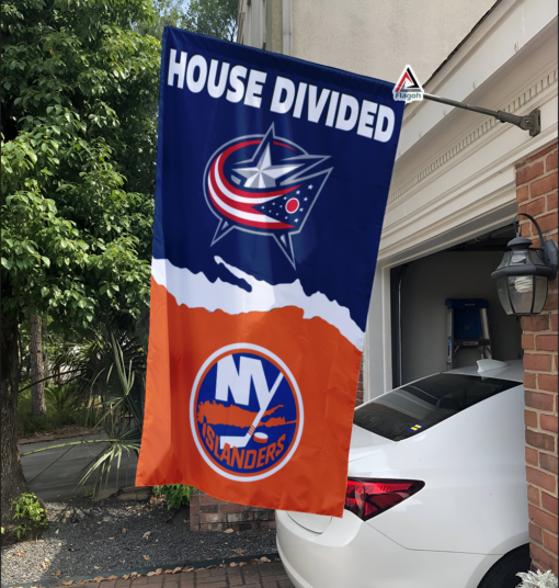 Blue Jackets vs Islanders House Divided Flag, NHL House Divided Flag