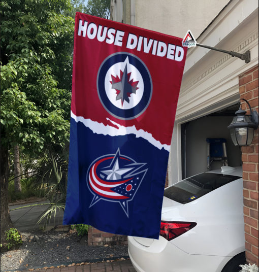 Jets vs Blue Jackets House Divided Flag, NHL House Divided Flag