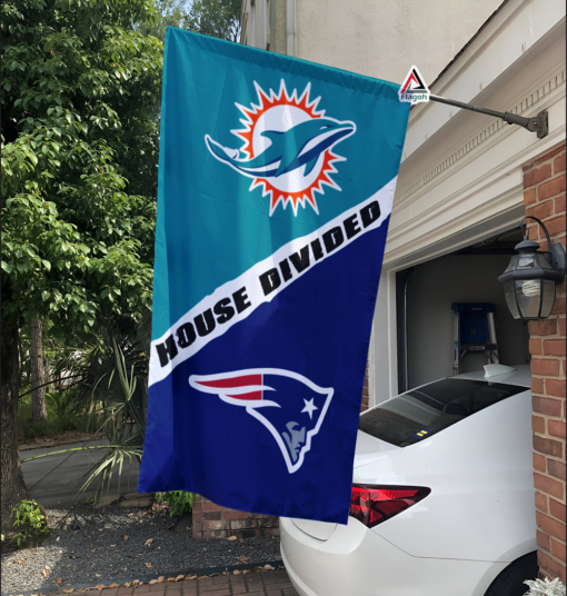 Dolphins vs Patriots House Divided Flag, NFL House Divided Flag