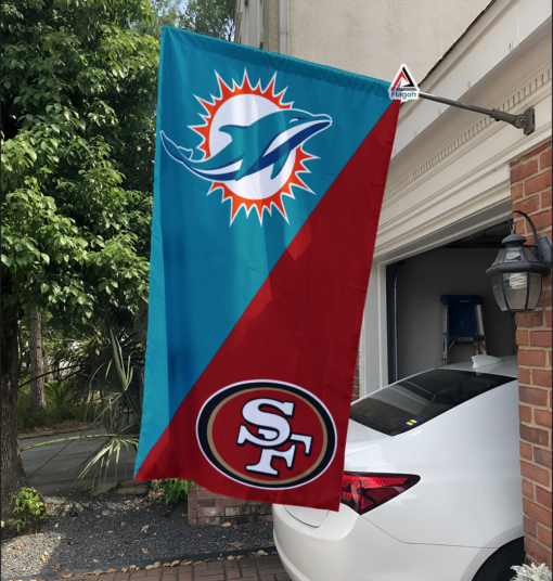 Dolphins vs 49ers House Divided Flag, NFL House Divided Flag